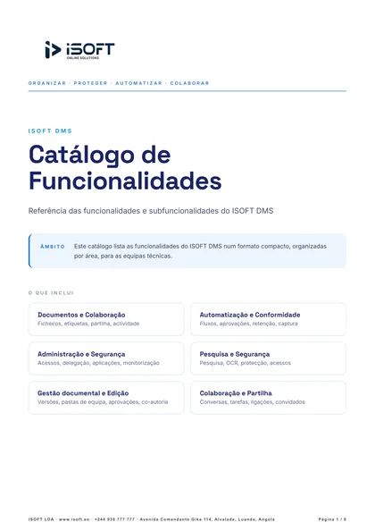 Catálogo de Funcionalidades