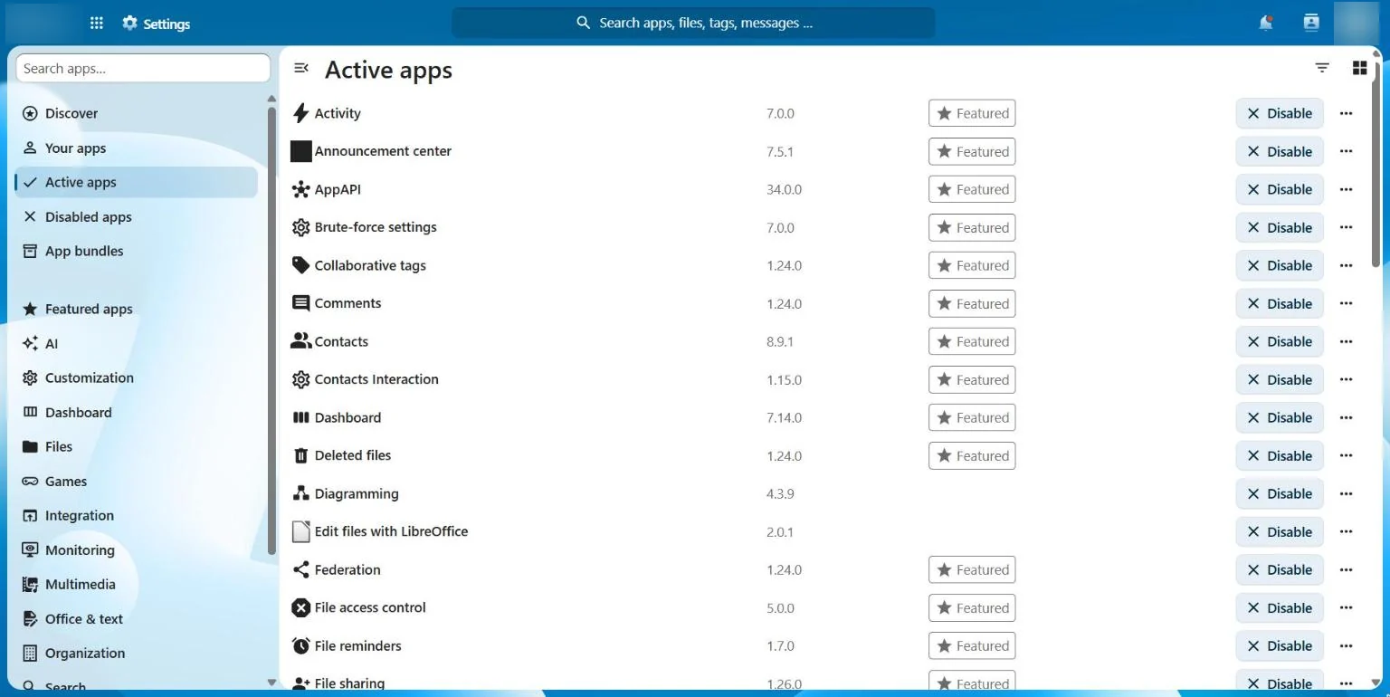 ISOFT DMS: active apps