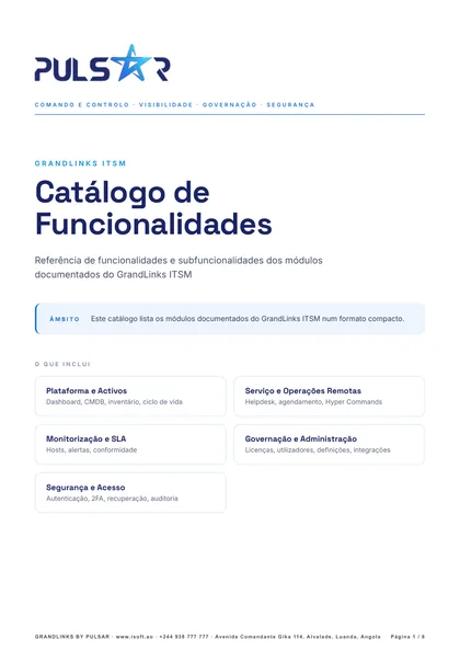 Catálogo de Funcionalidades